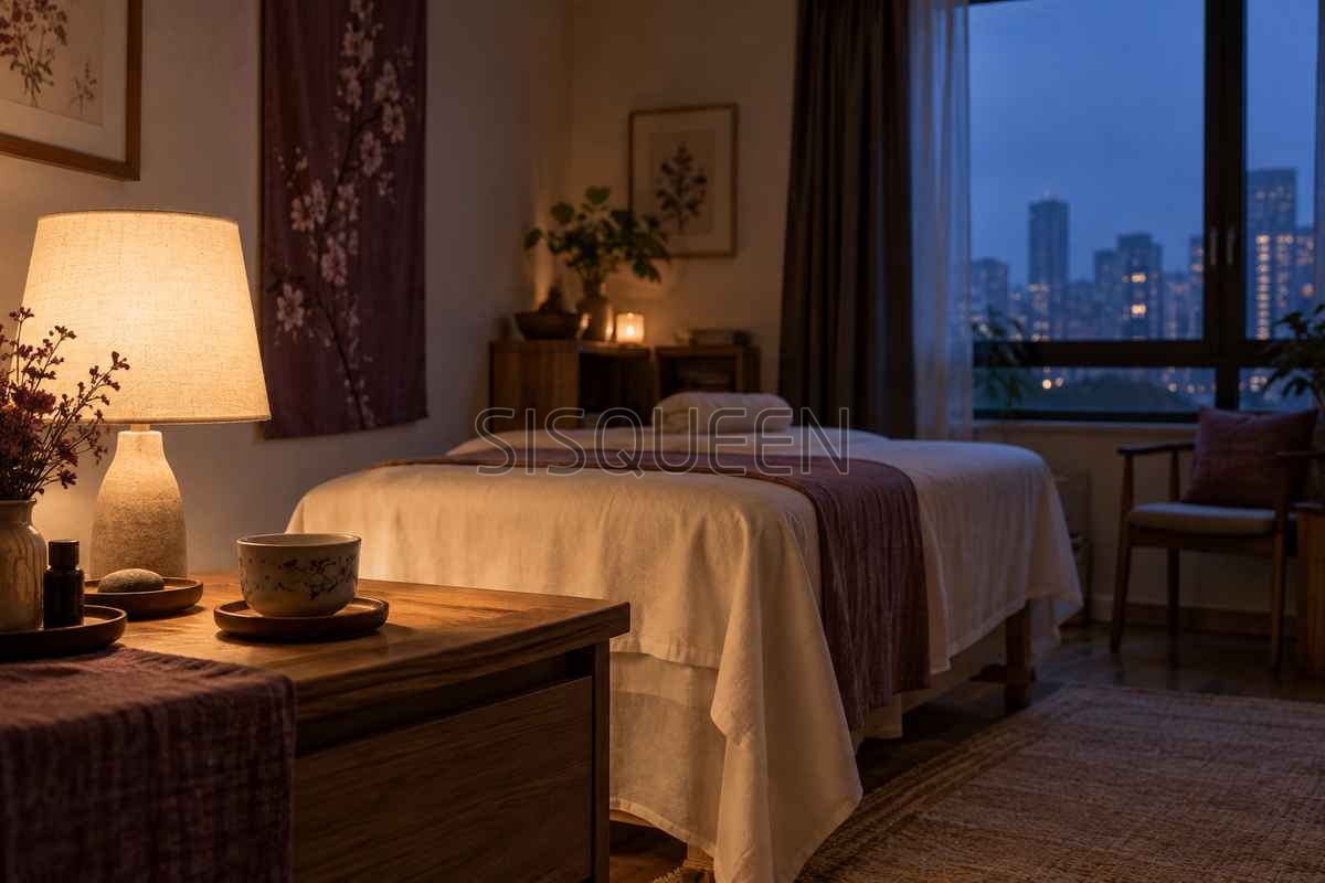 劲松柔式SPA:北京朝阳区的慢节奏,到底慢在哪里1 床边小桌上的茶杯和台灯